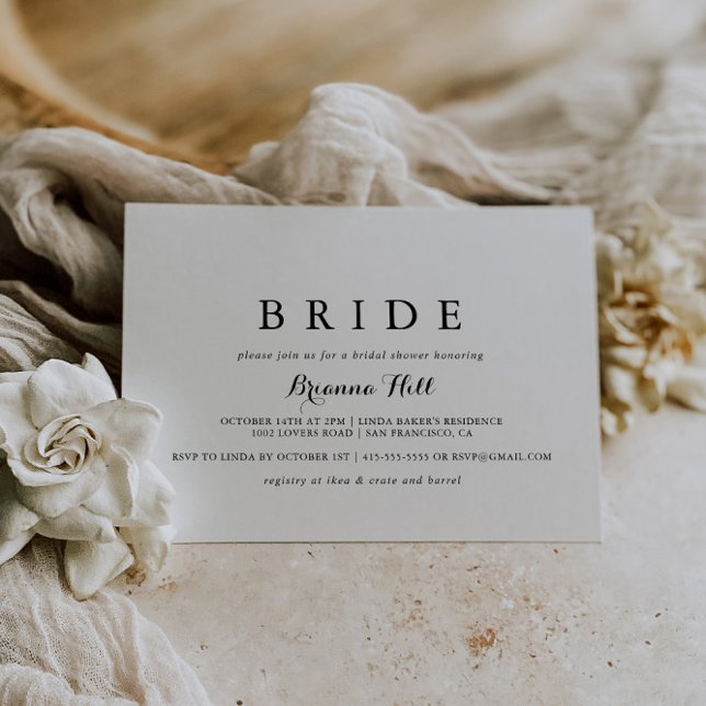 Invitation Fête des mariées moderne de mariée en calligraphie (Créateur téléchargé)