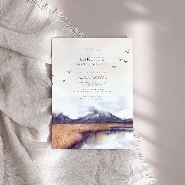 Invitation Fête des mariées moderne du lac Watercolor (Créateur téléchargé)