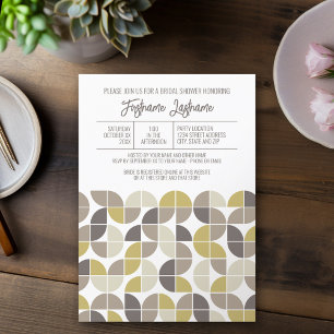 Invitation Fête des mariées moderne du milieu du siècle Gold