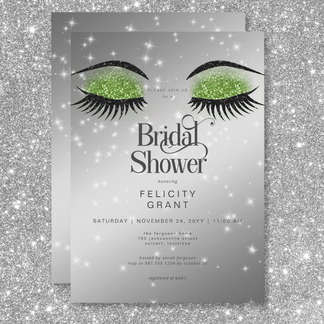 Invitation Fête des mariées moderne Emerald Green Glam Eyes (Modern Emerald Green Glam Eyes Bridal Shower Invitation)