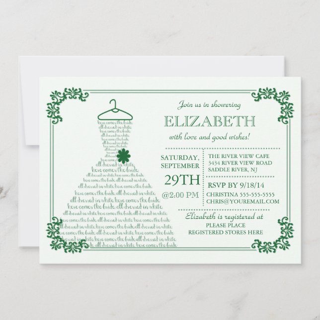 Invitation Fête des mariées moderne Emerald Green Mariage (Devant)