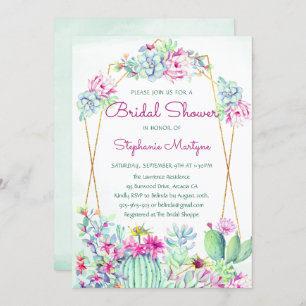 Invitation Fête des mariées moderne géométrique Cactus Succul