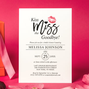 Invitation Fête des mariées moderne Kiss Miss Goodbye Red Lip