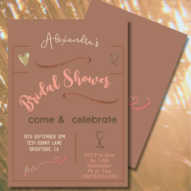 Invitation Fête des mariées Moderne Main Écrite Coeur (Créateur téléchargé)