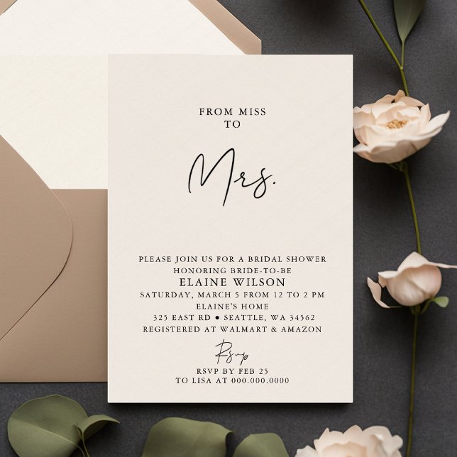 Invitation Fête des mariées moderne simple et élégante (Simple Elegant Modern Bridal Shower Invitation)