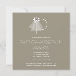 Invitation Fête des mariées Monogramme de la marée du Voile d