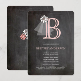 Invitation Fête des mariées Monogramme Veil de la mariée en t