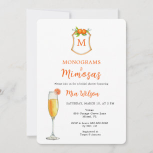 Invitation Fête des mariées Monogrammes et Mimosas