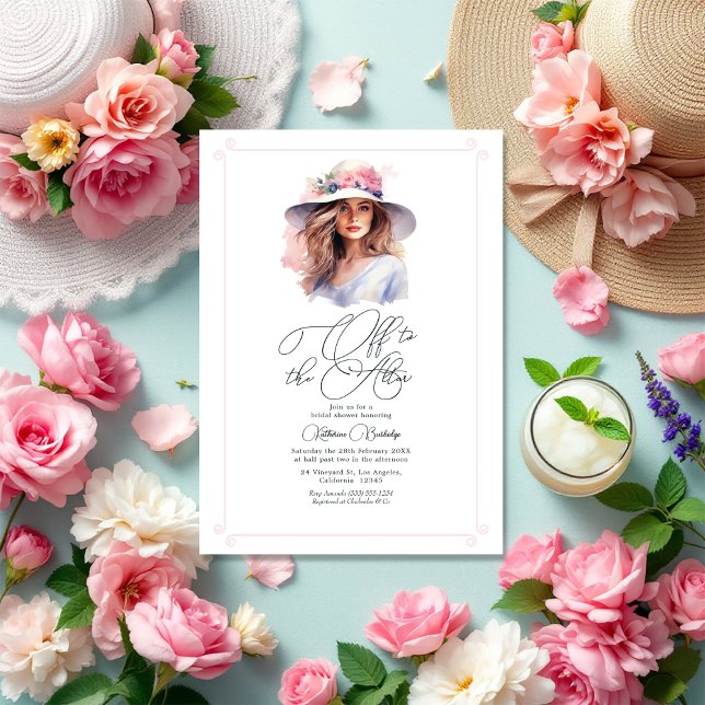 Invitation Fête des mariées "Off to the Altar" inspirée par D (Derby-Inspired "Off to the Altar" Bridal Shower Invitation)