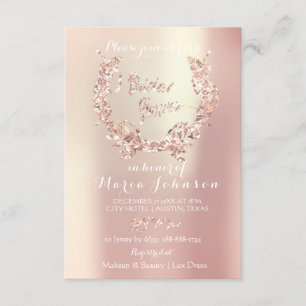 Invitation Fête des mariées Olives Wreath Rose Rose Or Pearly
