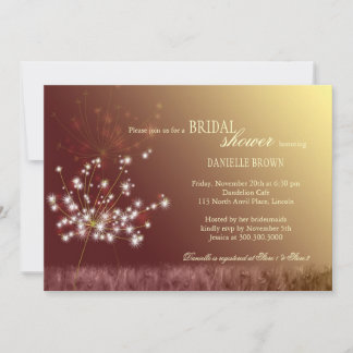 Invitation Fête des mariées Ombre Brown Dandelions Automne