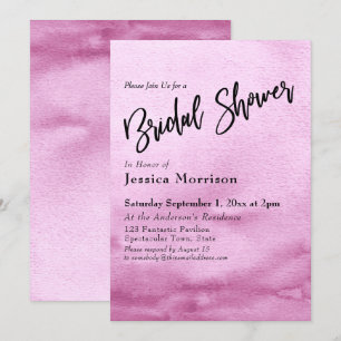 Invitation Fête des mariées Ombre d'aquarelle rose vif