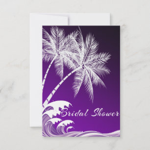 INVITATION FÊTE DES MARIÉES OMBRÉ PURPLE TROPICAL PALMS