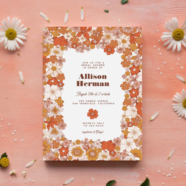 Invitation Fête des mariées orange rose super (Créateur téléchargé)