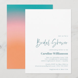 Invitation Fête des mariées orange rose Turquoise super