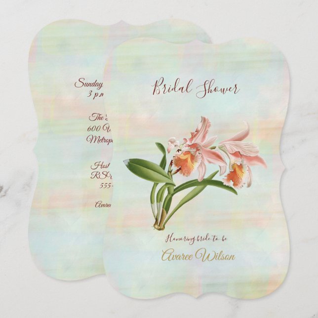 Invitation Fête des mariées orchidée de corail (Devant / Derrière)
