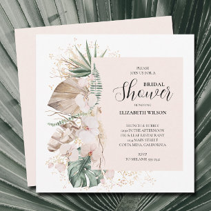 Invitation Fête des mariées Orchidées Palms Boho