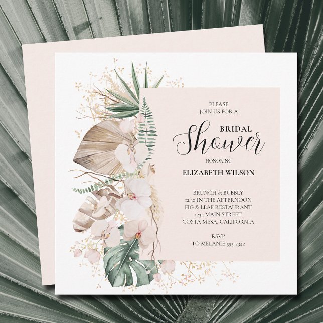 Invitation Fête des mariées Orchidées Palms Boho (Créateur téléchargé)