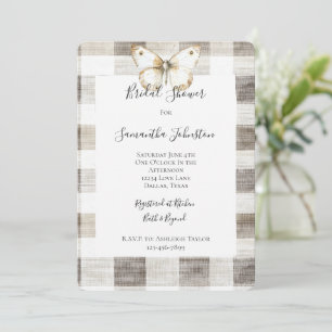 Invitation Fête des mariées papillon à rayures de crème