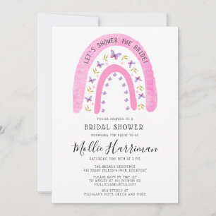 Invitation Fête des mariées papillon arc-en-ciel rose Boho