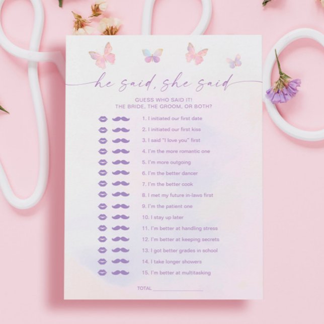 Invitation Fête des mariées Papillon Il A Dit Qu'Elle A Dit C (Créateur téléchargé)