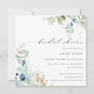 Invitation Fête des mariées Pastel Blue Green Foli