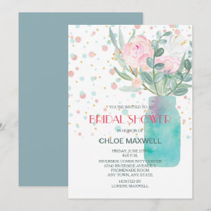 Invitation Fête des mariées Pastel Confetti Mason Jar