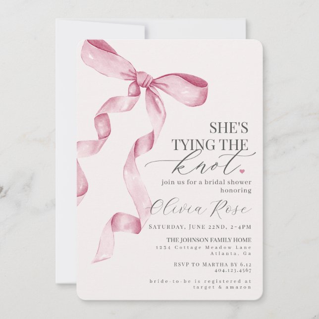 Invitation Fête des mariées Pastel Pink Coquette B (Devant)