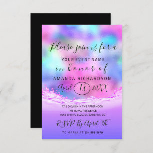 Invitation Fête des mariées Pastels Vagues roses Ocean Mermai