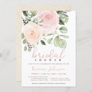 Invitation Fête des mariées Peach & Pink Pastel Rose Invitati