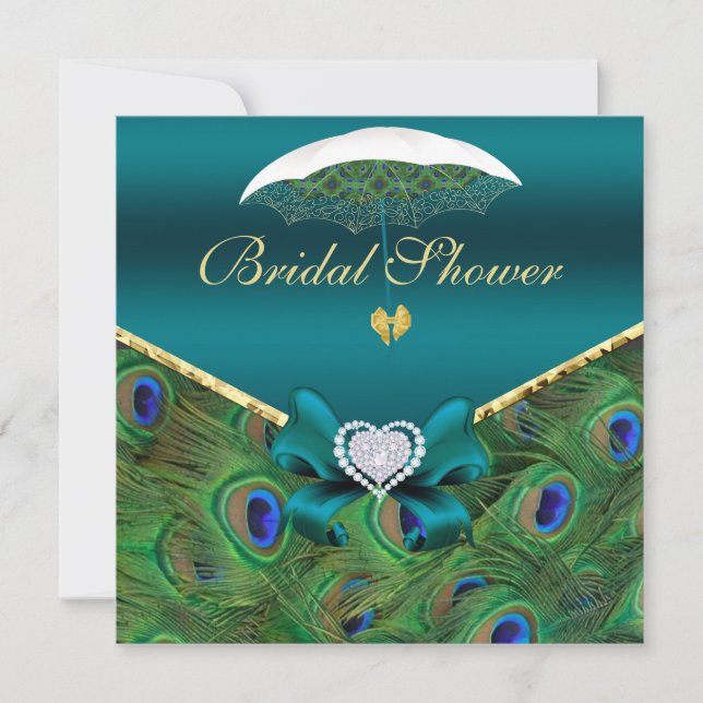 Invitation Fête des mariées Peacock turquoise (Devant)