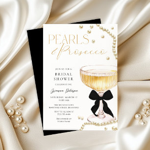 Invitation Fête des mariées Pearl & Prosecco Black Bow