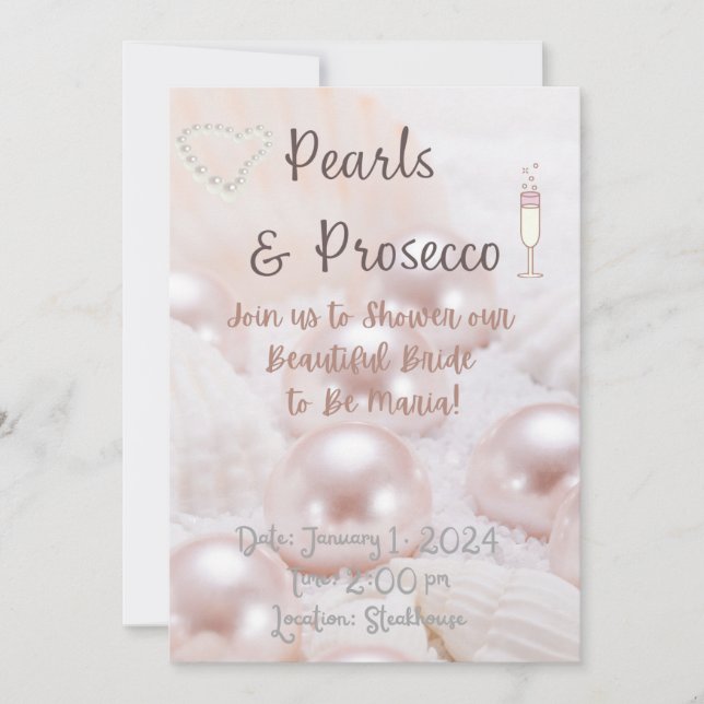 Invitation Fête des mariées Pearls & Prosecco (Devant)