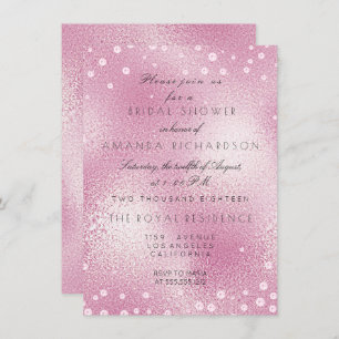 Invitation Fête des mariées Perles Confetti Pastel Rose Verre