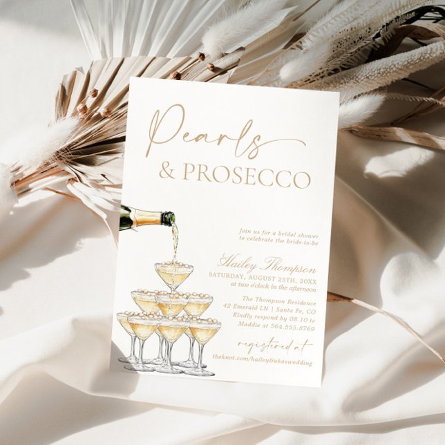 Invitation Fête des mariées perles et poursuites, Brunch & Bu (Créateur téléchargé)