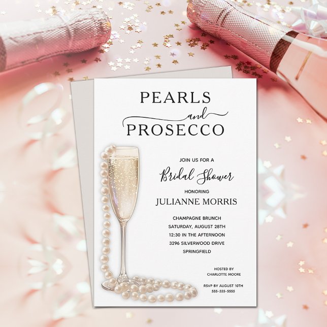 Invitation Fête des mariées perles et poursuites Brunch & Bub (Pearls and Prosecco bridal shower brunch & bubbly invitations - INSTANT DOWNLOAD and/or  PRINTED!)