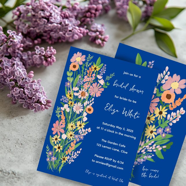 Invitation Fête des mariées personnalisée fleur sauvage peint (Wildflowers Handpainted Sweet Custom Bridal Shower Invitation
)