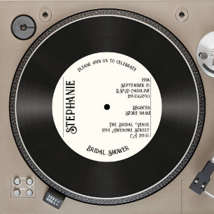 Invitation Fête des mariées personnalisée Retro Faux Vinyl Re