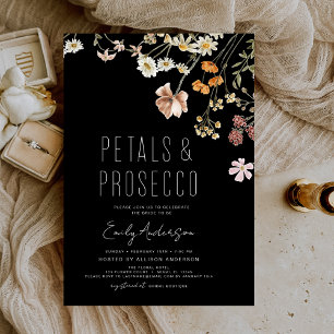 Invitation Fête des mariées pétales et poursuites noires