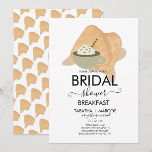 Invitation Fête des mariées Petit déjeuner gaufres Brunch Caf