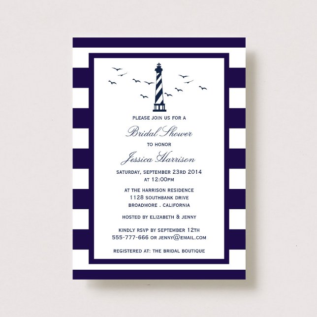 Invitation Fête des mariées phare de la marine nautique (Créateur téléchargé)