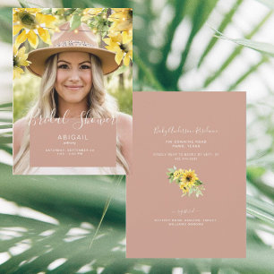 Invitation Fête des mariées photo Blushing Sunflower Bride