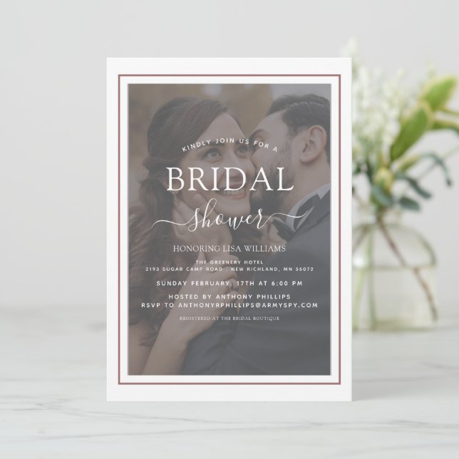 Invitation Fête des mariées photo de script de typographie él (Debout devant)