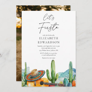 Invitation Fête des mariées photo Fiesta Watercolor Cactus