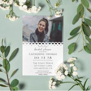 Invitation Fête des mariées photo moderne élégante en dentell