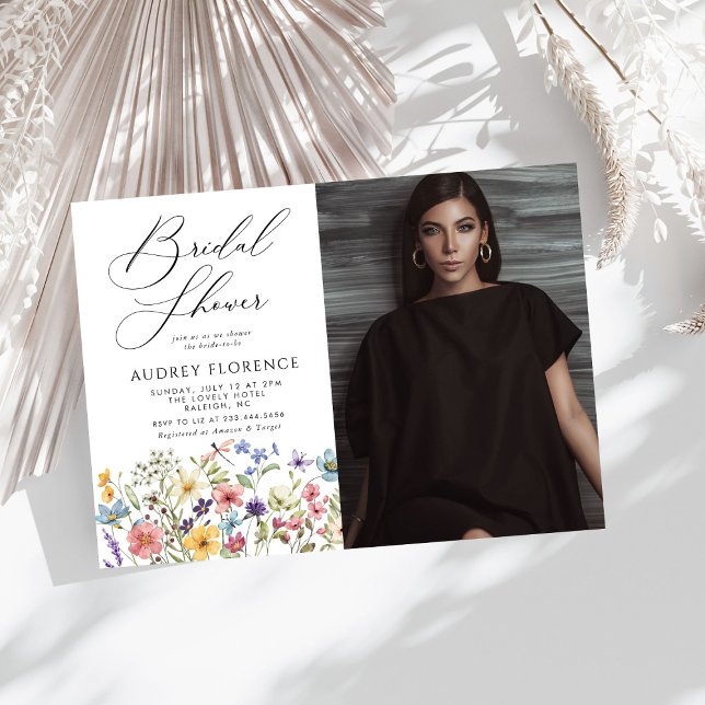 Invitation Fête des mariées photo moderne Fleur sauvage Flora (Créateur téléchargé)