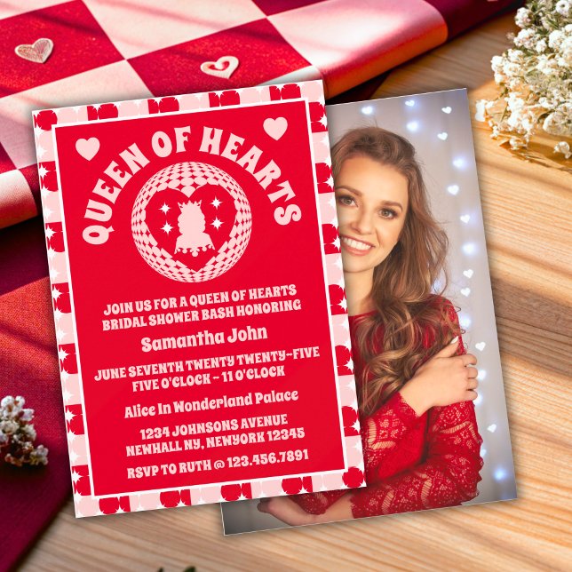 Invitation Fête des mariées photo Retro Queen Of Hearts (Bridal Shower Invitation)