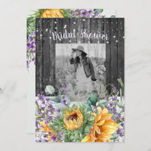 Invitation Fête des mariées photo Rustic Sunflower Lavender I