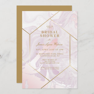 Invitation FÊTE DES MARIÉES   Pink Purple Marble Swirl