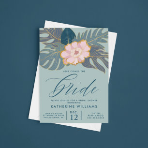Invitation FÊTE DES MARIÉES   Pink Tropical Lily Floral
